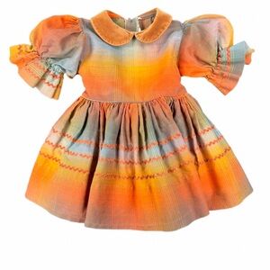 ITSY BITSY Star Vintage Plaid Puff Sleeve Dress with Tulle Underskirt - 12-18M